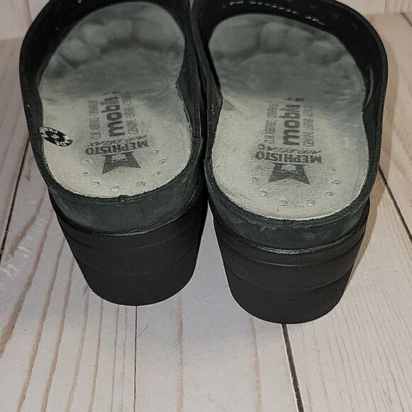 Mephisto Mobils Clog Shoes Suede Mules Black Perforated Cut outs Slip-on 37 - Picture 3 of 12